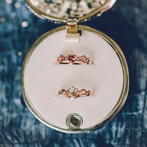 SOLD Rose Gold Vermeil Light Green Tiara Crown Ring - Picture 4 of 6